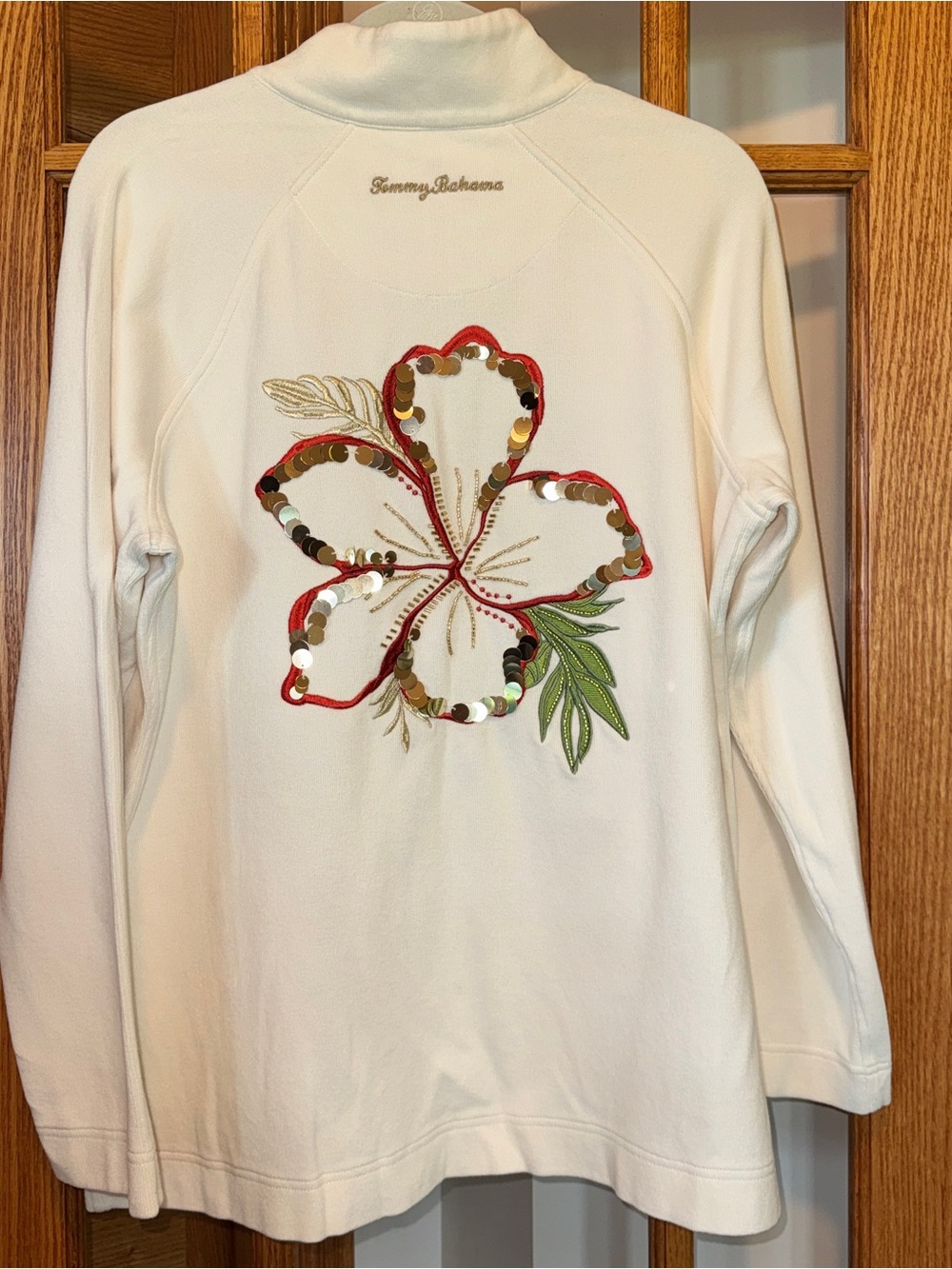 EUC TOMMY BAHAMA SZ XL ARUBA EMBELLISHED FLOWER ARUBA ZIP UP SWEATSHIRT TOP